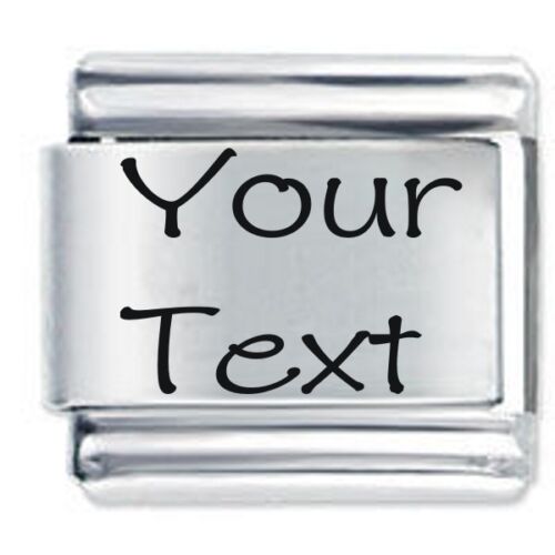 Daisy Charm CUSTOM MADE Any Text Name Personalised Fits Italian charm Bracelets - Foto 1 di 1
