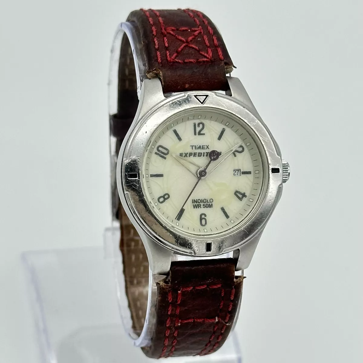 Women s TIMEX Expedition Field Watch Red Maroon Leather Band
