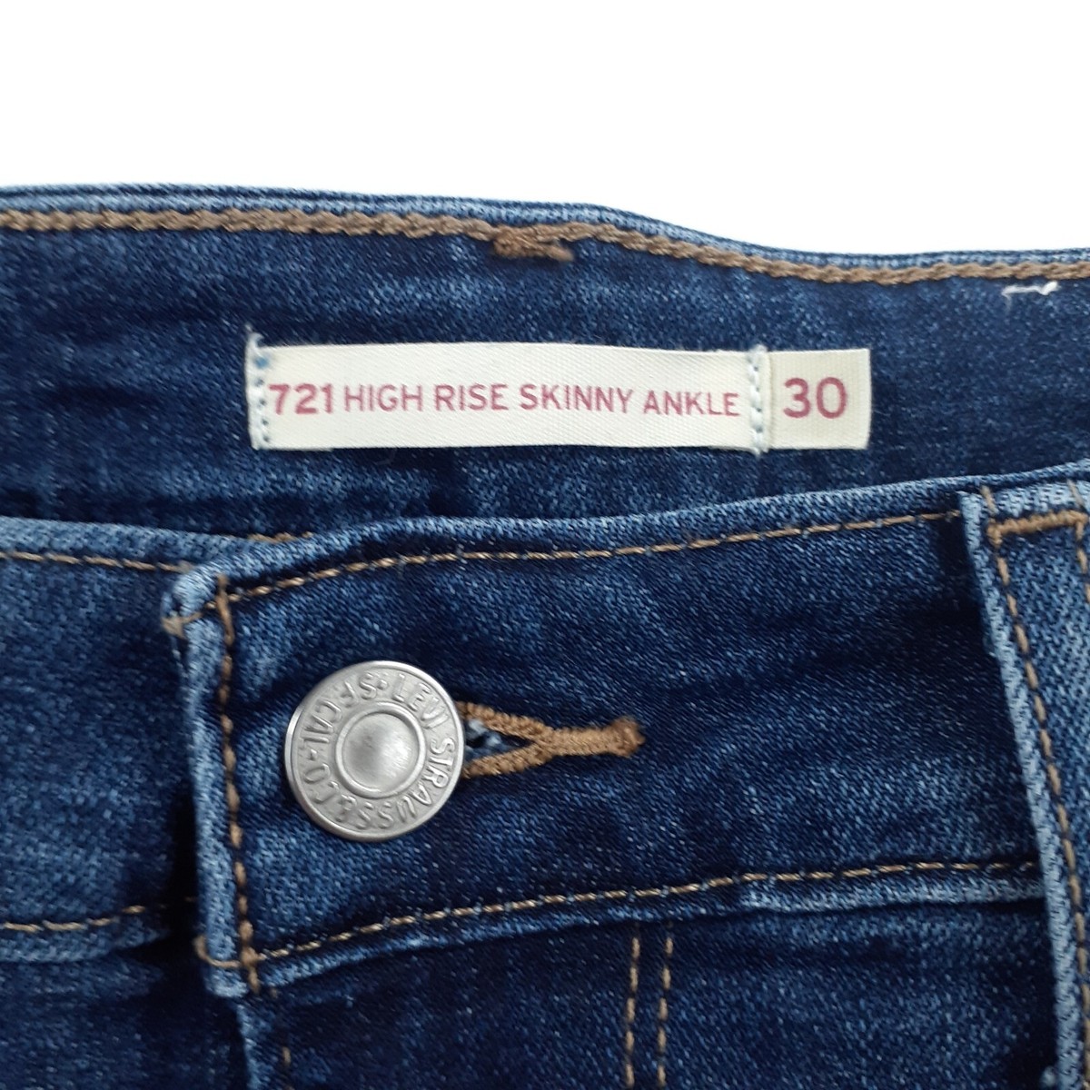 Levi Womens 30 Blue Jeans 721 High Rise Skinny Ankle Denim Cotton