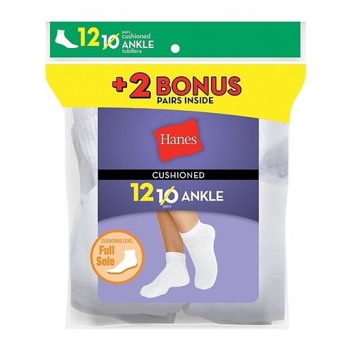 Hanes Women's 12PK ANKLE Cushioned Socks, Cool Comfort, Shoe Size 812
