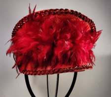 Red Feather Fascinator Hat Wedding Tea Cocktail Party