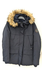 Napapijri Skidoo Parka Womens Large Blue Faux Fur Hood Jacket Puffer Coat Lined