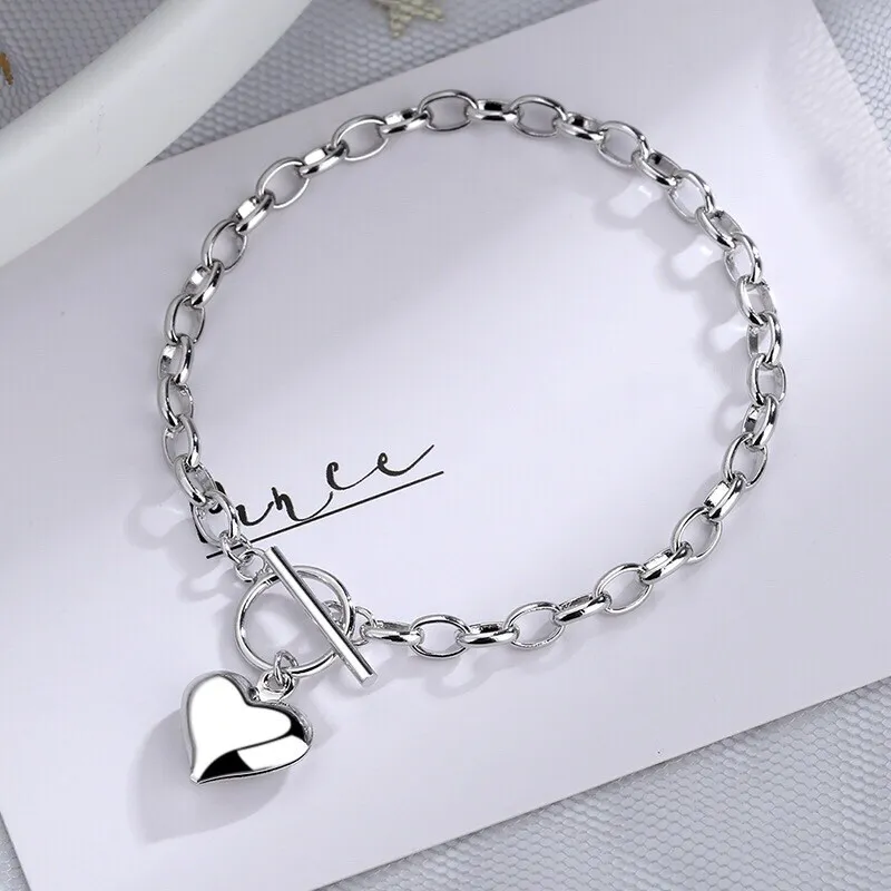 Best Quality Stainless Steel Double Chain Heart Charm Bracelet For Girls-sonthuy.vn
