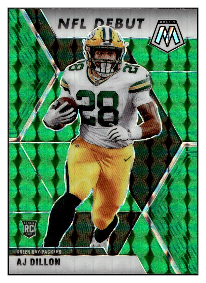 F447 AJ DILLON RC GREEN PRIZM 2020 PANINI MOSAIC #279 GREEN BAY PACKERS DEBUT