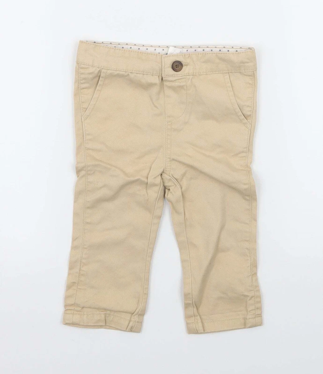 Babies Boys Beige Cotton Capri Trousers Size 3 6 Months Button eBay