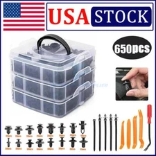 650Pcs Car Retainer Auto Fasteners Push Trim Plastic Clips Pin Rivet Bumper Kit