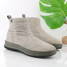 Bogs Womens Snowday Boot Size 7 Waterproof Gray Beige Quilted Insulated Bootie