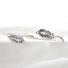 Sterling Silver Aquamarine Bangle Blue s Peacock Feather