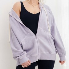 Aerie Wonder Full Zip Textured Hoodie Lavender Dawn Oversize Size S Lounge Cozy