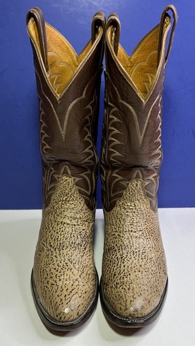 Botas de Vaquero Vintage Tony Lama Tiburón Exótico Para Hombres 9 B Etiqueta Dorada Hechas en EE. UU. - Imagen 4 de 19