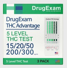 3 Pack - DrugExam THC Advantage Made in USA Multi Level Marijuana Urine Test..