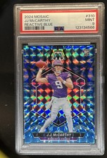 2024 Panini Mosaic JJ McCarthy Reactive Blue Prizm RC #310 Vikings PSA 9