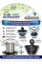 TubShroom Ultra Platinum Bundle Bathtub Strainer, Hair Catcher, Stopper