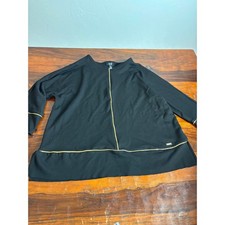 Jones New York Signature Black Gold Trim Tunic Top Womens Large Knit 3/4 Sleeve