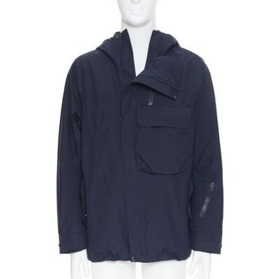 THE NORTH FACE GORE TEX blue asymmetric zip patch pocket hood windbreaker M / L