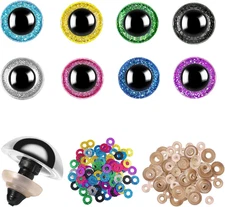 160pcs 12mm Safety Eyes for Amigurumi Glitter Plastic Safety Eyes for Crochet wi