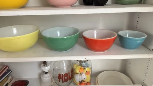 Vintage 1940's Pyrex Primary Colors Mixing Bowl Set - Set Of 4 - Nesting Bowls