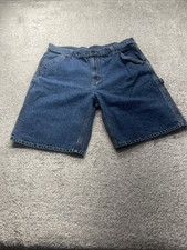 VTG Faded Glory Mens Denim Carpenter Shorts Blue Size 38