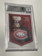 Jacques Lemaire Signed Card 1978 Stanley Cup Champions IP Slabbed Beckett BAS a
