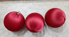 3 Satin Wrapped Styrofoam Ornament Balls, 4", Burgundy Red, Removable Hangers