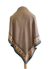 H80 Vintage Silk Scarf Equestrian Horse Rider Border Print Square Classic