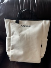 Lululemon Large Backpack Rucksack Bag Cream & Black Trim
