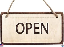 IRICUS Rustic Wooden Open Closed Sign - 15x7 Inch Double-Sided Vintage Sign