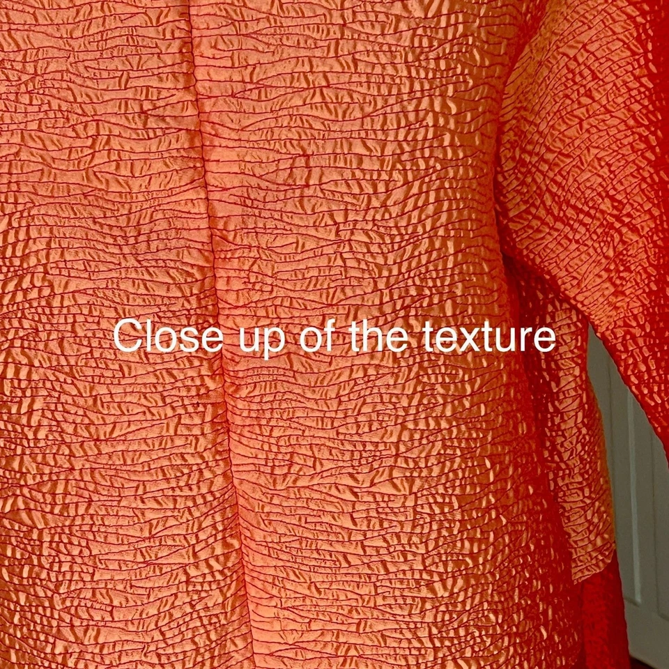 CAROLINE ROSE 女式粉色珊瑚色块皱褶面料长衫 XL — 第 4/4 张图片