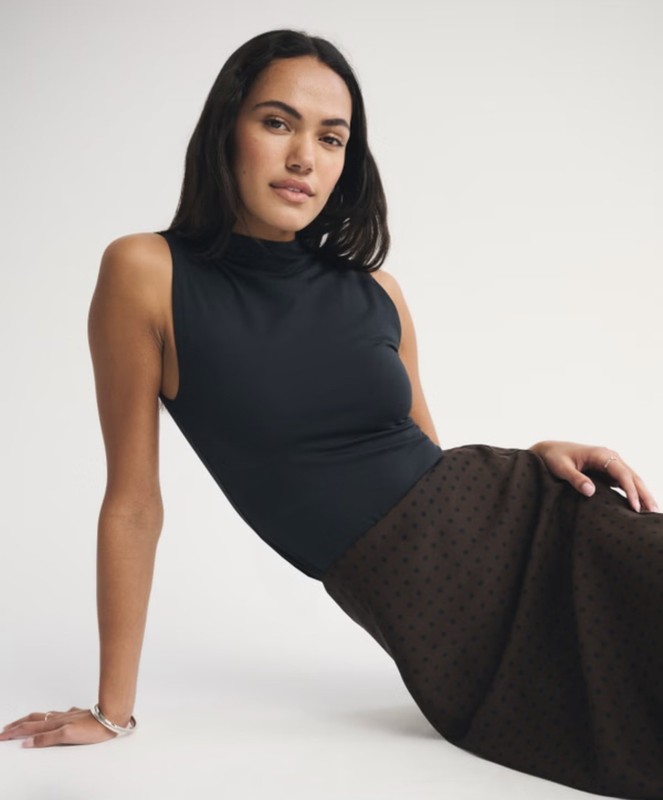 Abercrombie And Fitch BRAND NEW Black Bra Free Mock Neck Top
