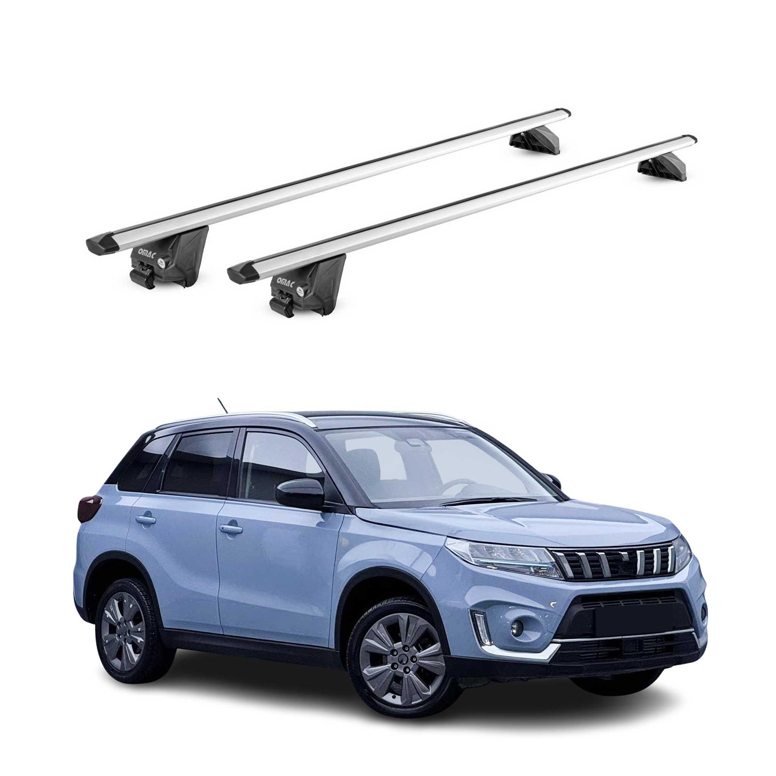 Barres de toit profilées aérodynamiques en alu gris pour Vitara LY