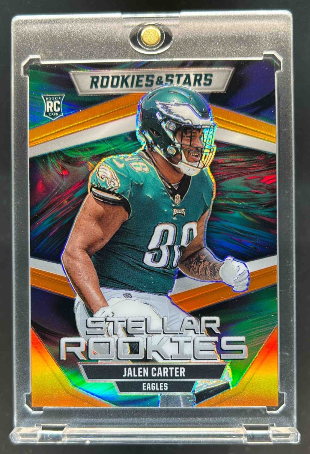 2023 Panini Rookies & Stars Jalen Carter Stellar s RC Orange Rookie #9/25 Eagles