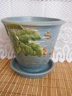 Vintage Roseville Bushberry Flower Pot with Saucer 658-5