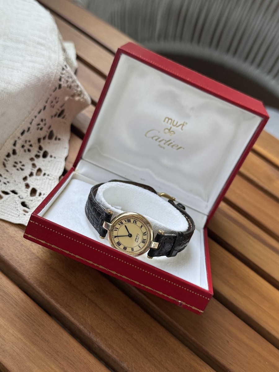 Must de Cartier Vendome レディース 腕時計 CARTIER VENDOME LADIES WATCH 925 SILVER/GOLD VERMEIL SWISS QUARTZ