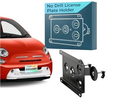 No Drill Front Grille License Plate Mount Bracket Holder for 2013-2019 Fiat 500