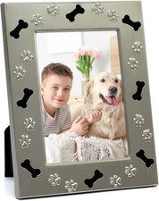 Metal Pet 4X6" Picture Frame for Dog with Bones  Paw Print