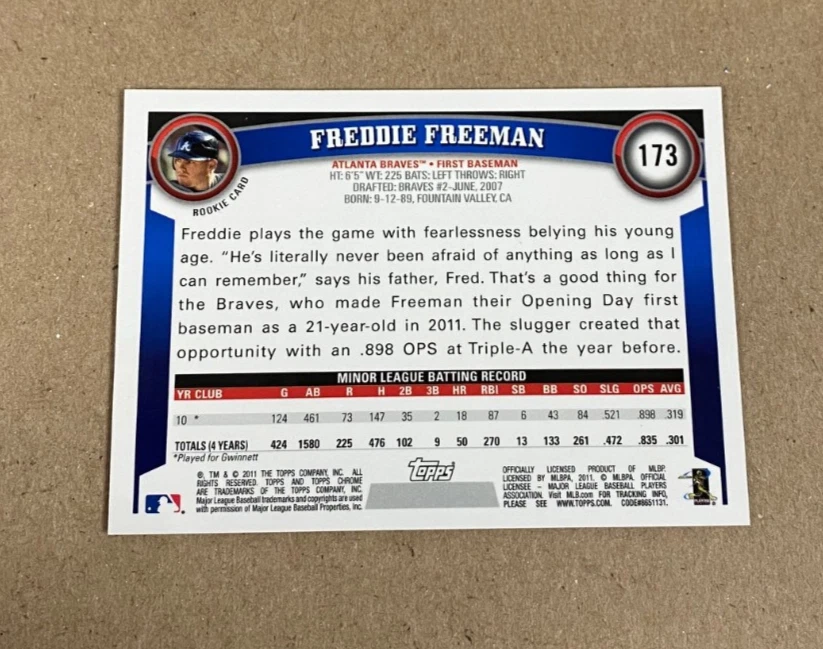 2011 Topps Chrome #173 Freddie Freeman Auto RC  $359.99 - Image 2 of 2