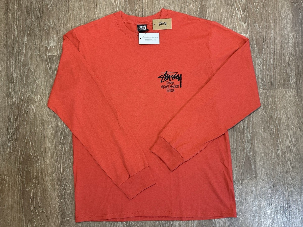 STUSSY DOVER STREET GINZA LONG SLEEVE T-SHIRT RED SIZE LARGE