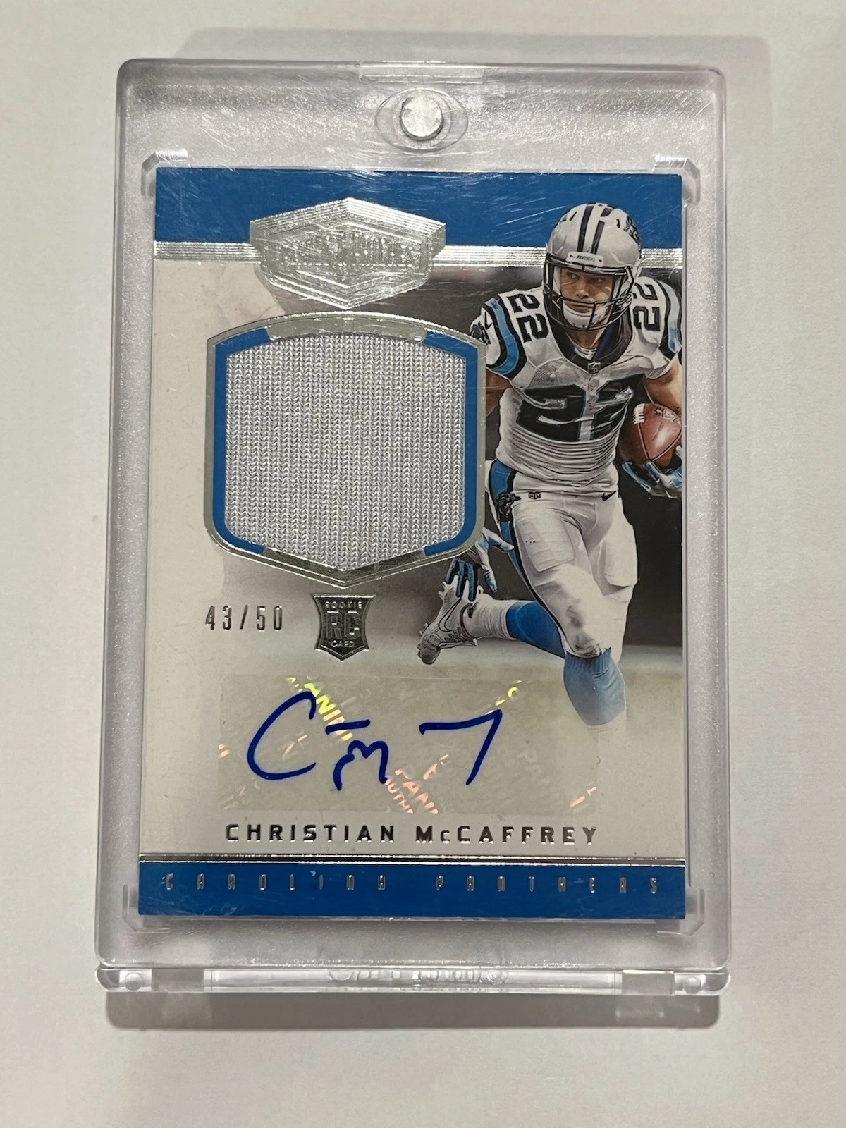 Christian McCaffrey Panini Plates & Patches #203 Patch Autograph-Blue