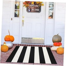 Black and White Striped Outdoor Rug 2x3 2 x 3 Feet Black and White Striped 1