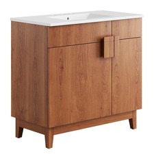 Modway Miles 36 In Bathroom Vanity White Walnut