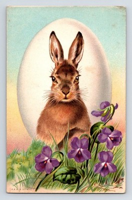 Postkarte Ostergrüße: Verrückter Märzhase. verschickt.