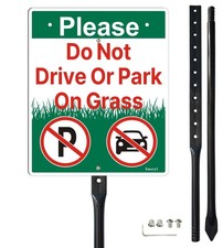 Please Do Not Drive Or Park On Grass Sign with 35.4" Stake for Yard, 12  x