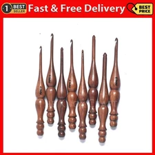 Wooden Crochet Hook Set of 7 (4Mm–10Mm) – Ergonomic Soft Grip Handles, Smooth Wo