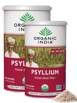 Organic India Psyllium Whole Husk Fiber | Gluten-Free, Non-GMO(12oz Each) 2-pack