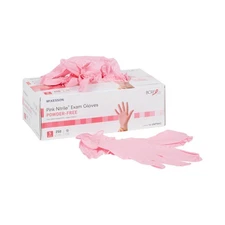 McKesson Pink Nitrile Nitrile Exam Glove Standard Cuff Length SMALL 250 per Box