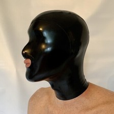 Hood Mask Cosplay Rear Zipper 0.4 mil 100 Latex Rubber Open Mouth and Nose