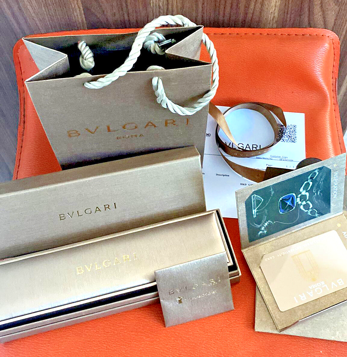BVLGARI Packaging empty Long jewellery Box + gift Bag &envelope +