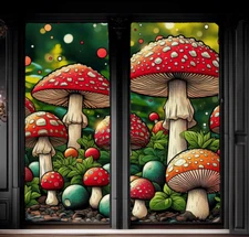 Trippy Mushrooms Blackout Curtains Drapes Shades Rod Fabric Psychedelic Shrooms