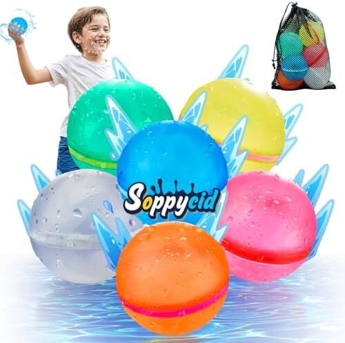 6Pcs Reusable Magnetic Water Balloons – Quick Fill, Self-Sealing, Summer