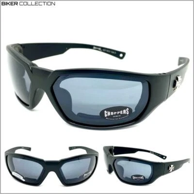 Herren Motorrad Biker Tag Reiten Schutz Gepolstert Sonne Brille Dunkel Gläser - Bild 1 von 4